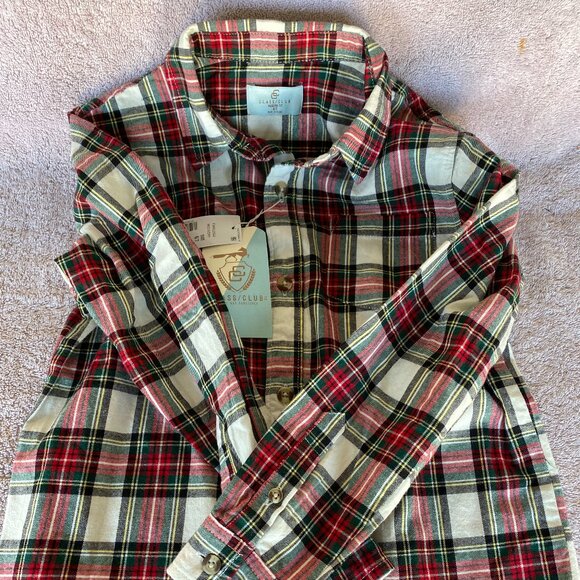 The Class/Club Boys Red Ivory Plaid Flannel Shirt Size 6/7 NWT Holiday Style - Picture 5 of 6